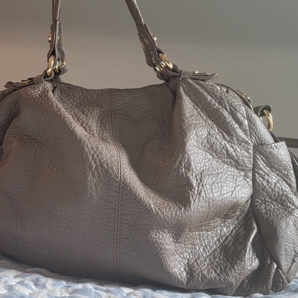 The SAK Elegant Gray Leather Handbag